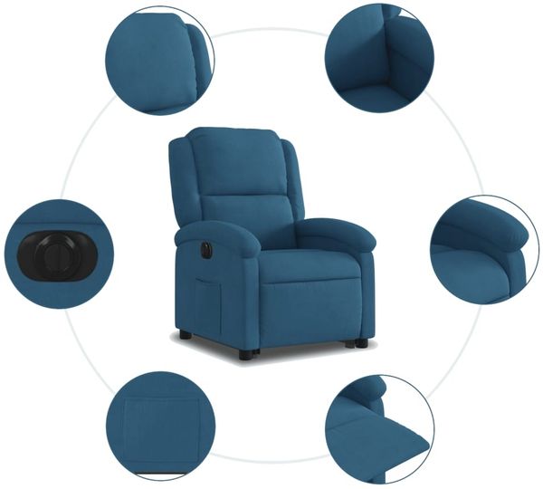 vidaXL Relaxsessel mit Aufstehhilfe Elektrisch Blau Samt 3204332 Bild 7
