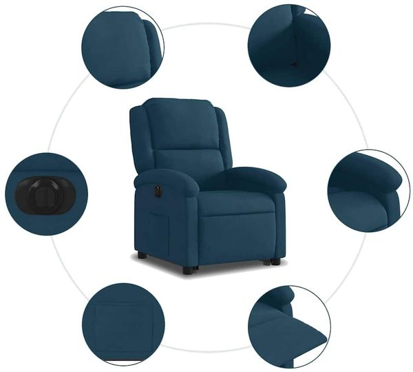vidaXL Relaxsessel mit Aufstehhilfe Elektrisch Blau Samt 3204332 Bild 12