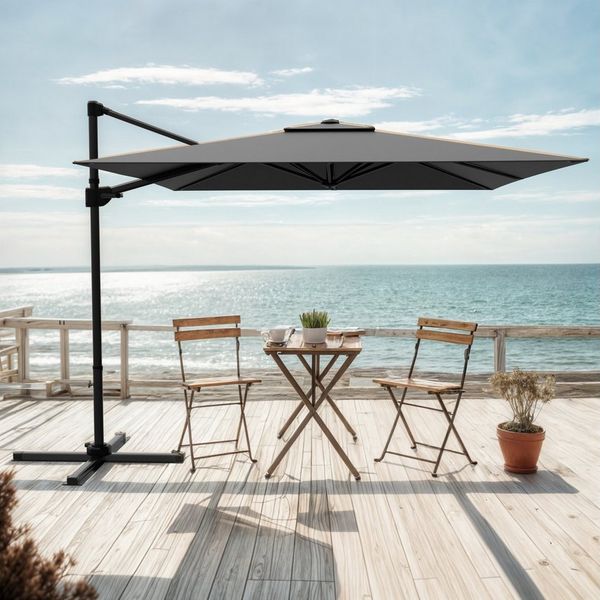HOMALL Sonnenschirm 300x400 cm Ampelschirm mit Ständer, 360 Grad drehbar, UV-Schutz 50+, 300*400CM, φ330CM, 270*270CM, Gewicht 18-28KG, faltbar, geeignet für Garten, Terrasse, Schwimmbad