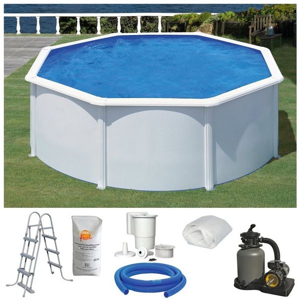 KONIFERA Rundpool MALAGA 3 (Set, 6-tlg), Höhe: 120 cm, stabile Konstruktion durch breiten Handlauf