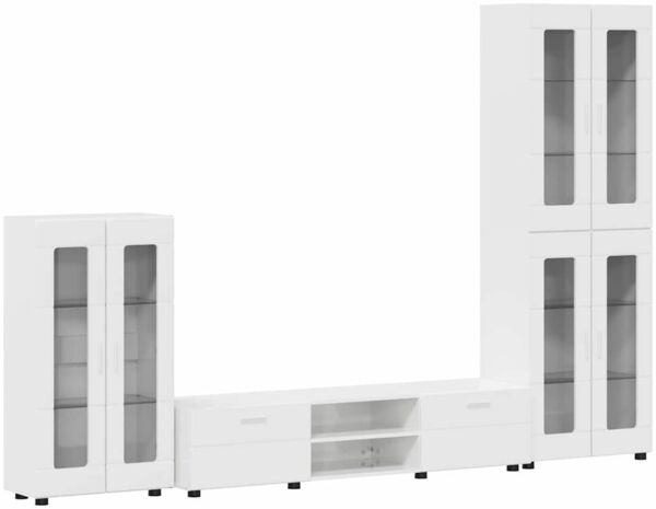 vidaXL TV-Schrankset mit Tür FLORIN 3 pcs Hochglanz Weiß Holzwerkstoff 3397958 Bild 2