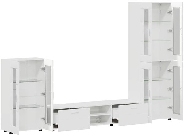 vidaXL TV-Schrankset mit Tür FLORIN 3 pcs Hochglanz Weiß Holzwerkstoff 3397958 Bild 5