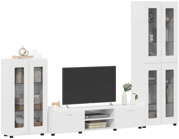 vidaXL TV-Schrankset mit Tür FLORIN 3 pcs Hochglanz Weiß Holzwerkstoff 3397958 Bild 3