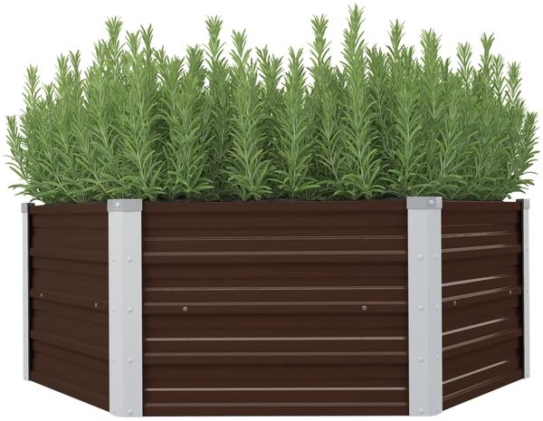 vidaXL Hochbeet Braun 129 x 129 x 45 cm Verzinkter Stahl 45710