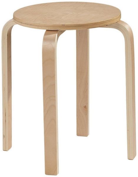 Home4You Hocker, Ø 32 x H 45 cm, Beige, Birkenschichtholz, auch als Beistelltisch verwendbar