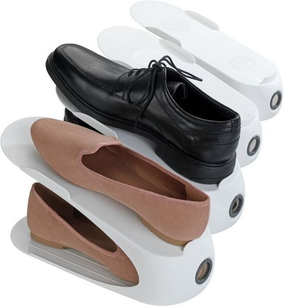 WENKO Schuhstapler, 50 % mehr Platz im Schuhschrank, Kunststoff, 4-teilig Bild 4