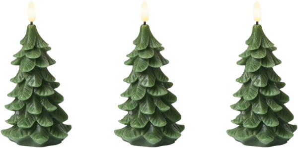 LED Kerzen 3er Set VELOURA Weihnachtsbaum 16 cm Grün