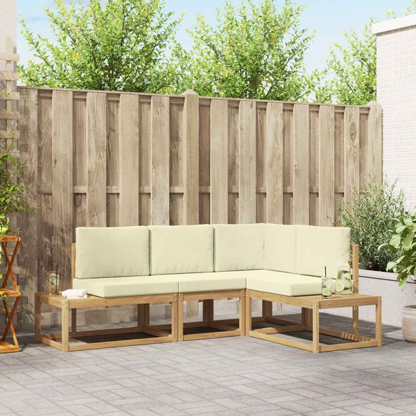 vidaXL Outdoor-Sofagarnitur 3 Stück Weiß und Creme Polyester 3388184