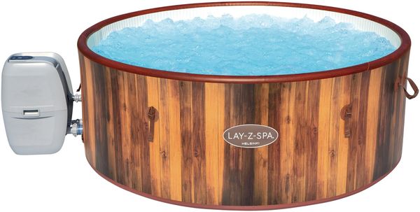 Bestway® LAY-Z-SPA® Whirlpool Helsinki AirJet Plus™ für 7 Personen, Ø 180x66 cm, Holz-Optik (Pinie)