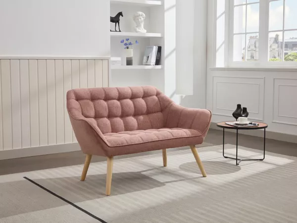Vente-unique - CASERTA Sofa Stoff Puderrosa - B 73 cm x H 77 cm x L 127 cm