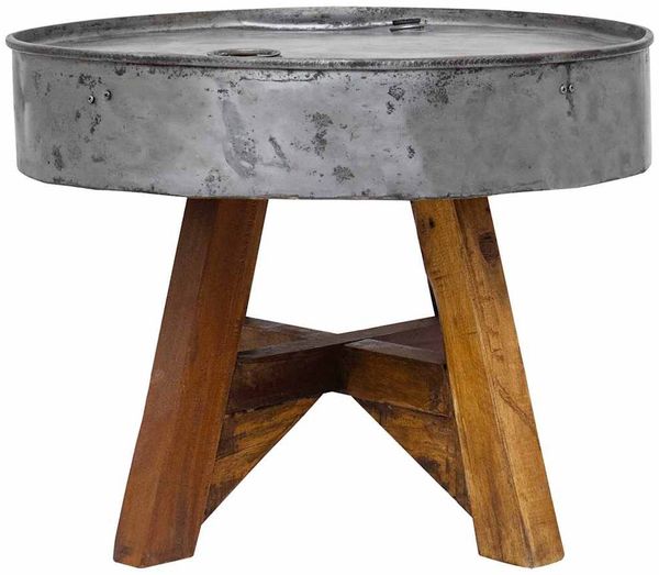 Couchtisch, Sofatisch Gemischtes Altholz 60x45 cm Silbern