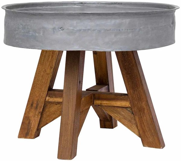 Couchtisch, Sofatisch Gemischtes Altholz 60x45 cm Silbern Bild 2