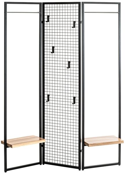 Standgarderobe Raik / Reggio, Stahl, Schwarz, 133 x 175 x 24 cm