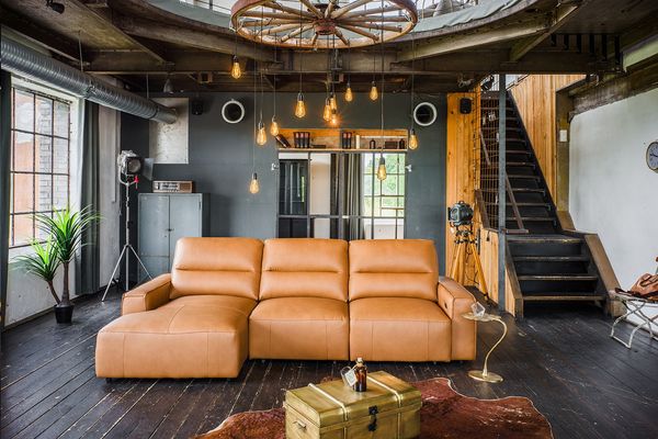 KAWOLA Big Sofa DORI Leder cognac Longchair links 92 x 164 x 288 cm