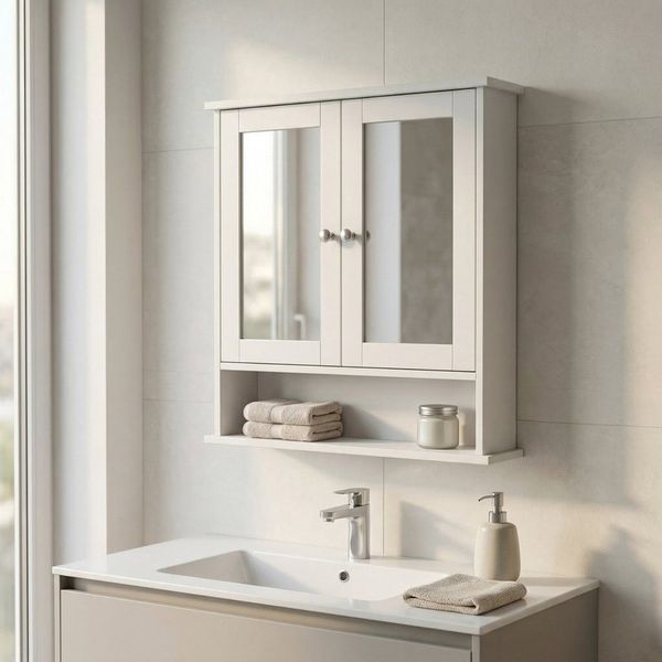 EDAXO Badezimmerspiegelschrank Badezimmerspiegelkast LUMA, 56 x 13 x 58 cm
