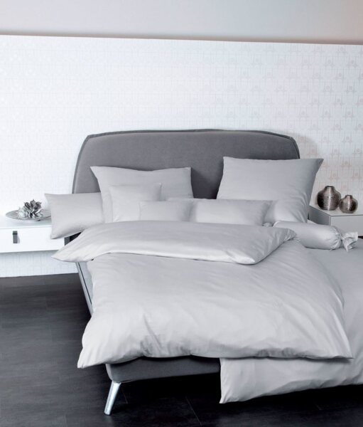 Janine Mako Satin Bettwäsche 2 teilig Bettbezug 155x200 cm Kopfkissenbezug 80x80 cm Colors 31001-28 platin