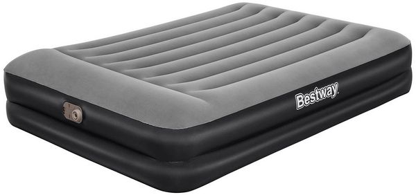 Bestway Luftbett Luftbett Tritech 203 x 152 x 46 cm mit integrierter Elektropumpe, Flocked Oberfläche, inklusive Tasche, Queen Size