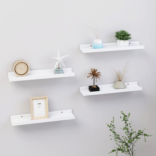 vidaXL Wandregale 4 Stk. Weiß 40x9x3 cm 326660