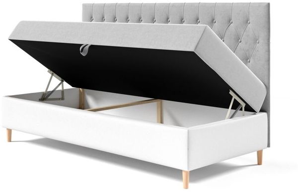 Boxspringbett Gästebett Kinderbett FINJA Nr. 2 90x200cm Weiss-Grün Bild 2