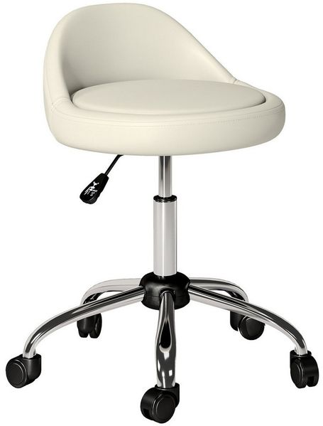 HOMCOM Rollsitz höhenverstellbarer 63-83 cm, mit Rädern (Rollhocker, 1 St, Arbeitshocker), Ø35 x 83H cm, Kunstleder, Weiß