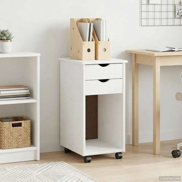vidaXL Rollschrank Weiß 34 x 39 x 65,5 cm Massives Kiefernholz 42028353