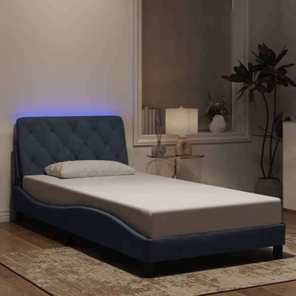 vidaXL Bettgestell mit LED ohne Matratze Dunkelgrau 100x200 cm Samt 3213838