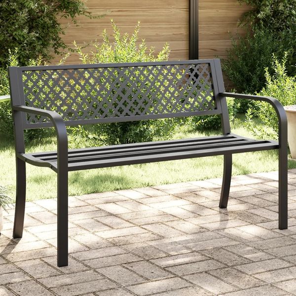 vidaXL Gartenbank 119 cm Schwarz Stahl 4002828