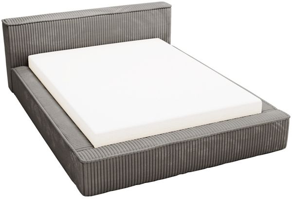 GRAINGOLD Lago Bett 140x200, Polsterbett mit Bettkasten und Kopfteil, Fell-Stoff, Dunkelgrau Bild 2