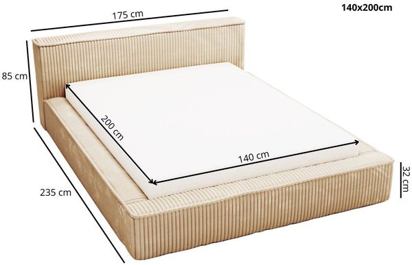 GRAINGOLD Lago Bett 140x200, Polsterbett mit Bettkasten und Kopfteil, Fell-Stoff, Dunkelgrau Bild 8