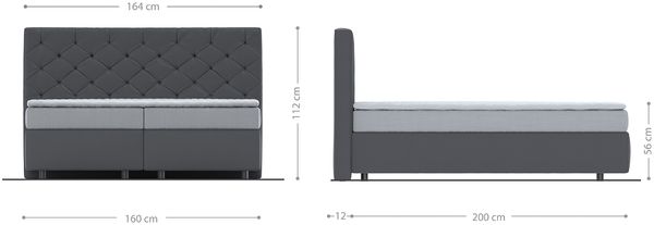 Boxspringbett Dream-Great Mikrofaser Silbergrau 160x200 cm mit Matratze und Topper Bild 5