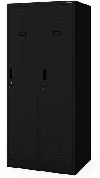 Jan Nowak Metallschrank abschließbar, Kleiderschrank, Arbeiterschrank 180 x 80 x 60 cm für Betrieb und Umkleideraum, Stabiler Garderobenschrank aus Stahl mit Belüftung, Haken, Kleiderstangen und Fächern