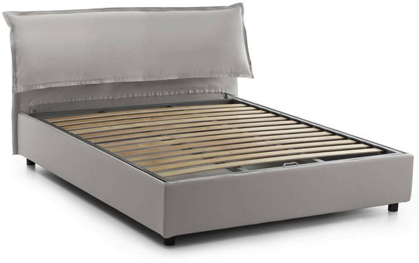 Dmora Apaia Doppelbett, Bettkasten mit abnehmbarem Bezug, gepolstertem Kopfteil und Bettkastenrahmen, 100 % Made in Italy, geeignet für Matratzen 160 x 200 cm, Grau