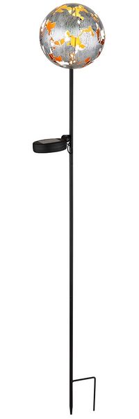 LED Solarleuchte, silber, Ahornblätter, Erdspitz, H 91,5 cm