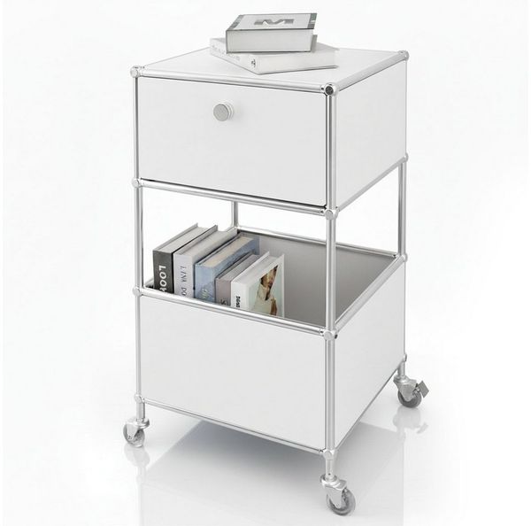 Floordirekt Rollcontainer Concept Epure Rollcontainer MK-145 – Metallregal-Rollwagen 40x40x75 cm, 3-stöckig mit Schublade, mobiles Aufbewahrungsregal für Küche & Büro