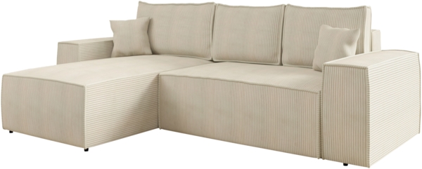 Ecksofa Magerio L Cord (Farbe: Poso 100, Seite: Links)