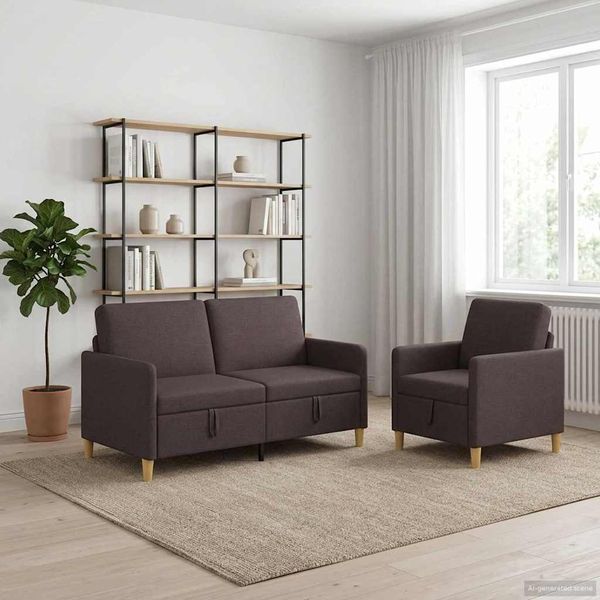 vidaXL Sofa Set mit Stauraum 2 pcs Dunkelbraun Polyester 3429180