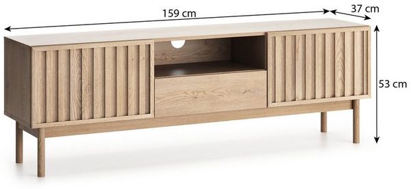Beautysofa TV-Schrank SAPPORO im Japandi-Stil (mit 1 Schublade und 2 Türen, Push-to-Open-Funktion) Lamellenfront