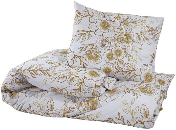 vidaXL Bettwäsche-Set, Baumwolle weiß / braun, 220x240 cm Bild 3