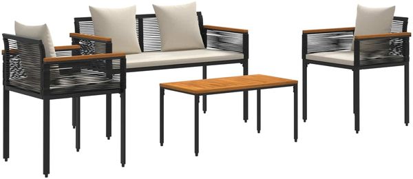 vidaXL Gartenmöbel Set mit Kissen Schwarz und Cremeweiß Poly-Rattan 42025226 Bild 2