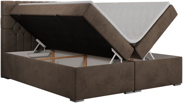 Boxspringbett mit 2 Bettkästen, Matratze und Topper - PERA - 140x200cm - Braun Velours - H4 Bild 4