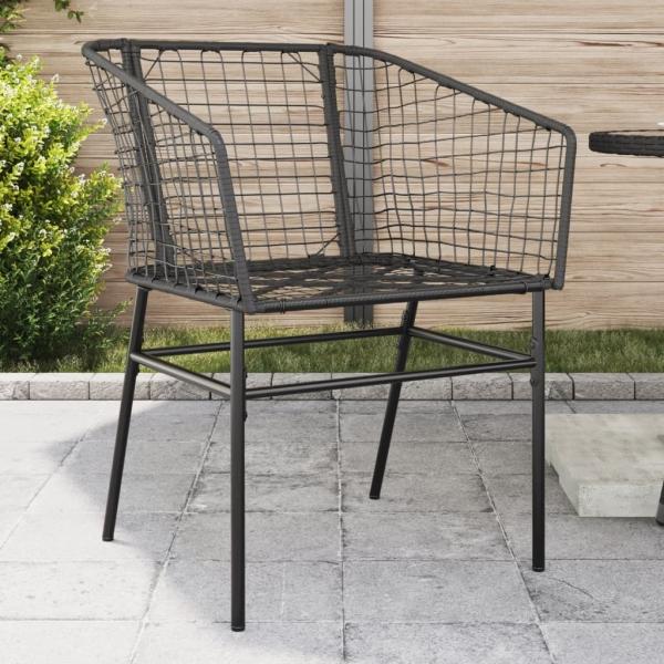 vidaXL Gartenstühle 2 Stk. Schwarz Poly Rattan 369098