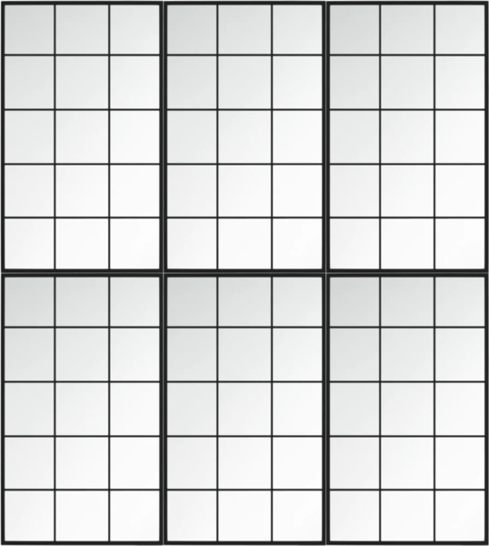 vidaXL Wandspiegel 6 Stk. Schwarz 100x60 cm Metall 3189038