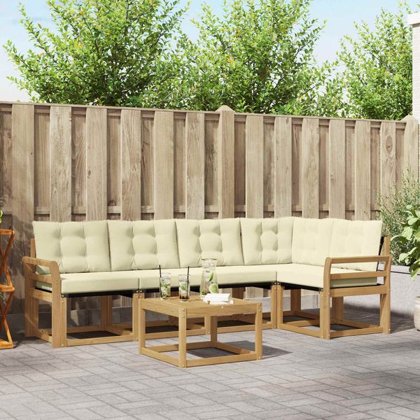 vidaXL Outdoor-Sofagarnitur mit Kissen 6 pcs Weiß und Creme 3389500