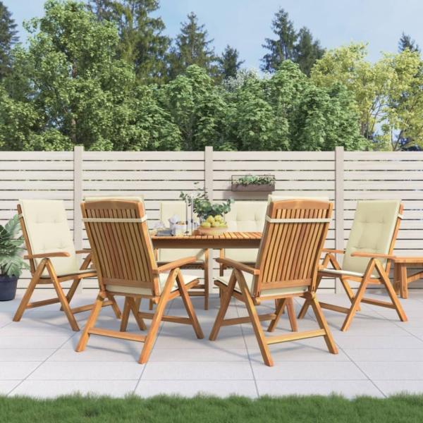 vidaXL Gartenstühle mit Kissen 6 Stk. Massivholz Teak 3196495