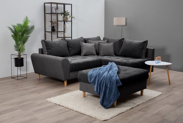 Home affaire Ecksofa Rice L-Form, Set, mit Bonnellfederkern, Hocker & Kissen, Ottomane beidseitig montierbar