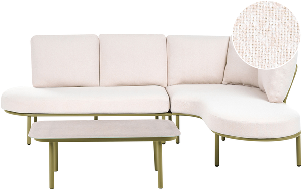 POLLINA 4-Sitzer Gartensofa mit Tisch Grün Metall