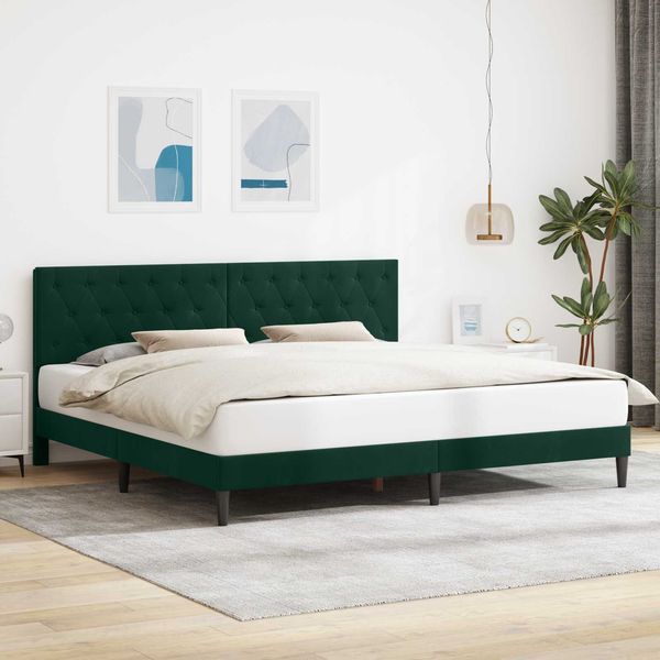 vidaXL Bettrahmen mit Kopfteil Dunkelgrün 180 x 200 cm Samt 42027681