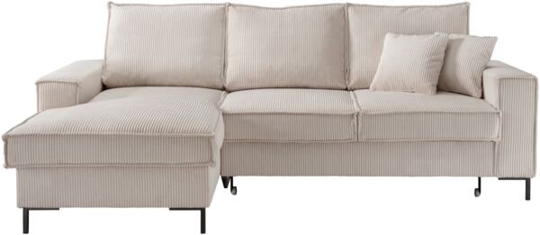Polsterecke >Rube< Schlaffunktion, Stauraum, Cord beige - 240x92x150cm (BxHxT)
