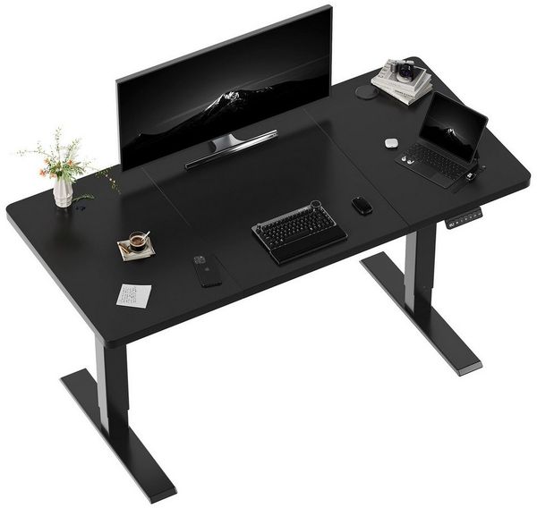 HOMALL Schreibtisch Höhenverstellbarer elektrischer Hubtisch mit Memory-Funktion (110 cm × 60 cm × 71–119 cm, bestehend aus drei Tischplatten, höhenverstellbar, speichert drei Standardhöhen, leiser Betrieb)