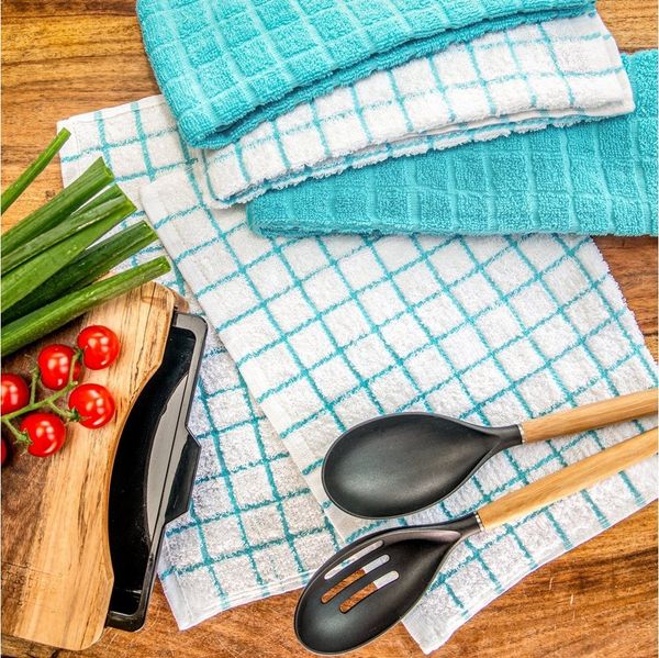 StickandShine Geschirrtuch 1 Stück Geschirrtücher Trockentuch Frottee Küchenhandtuch 40 x 64 cm, (SparSET, Uni und Kariert), Gestreift und Unifarben zum kombinieren